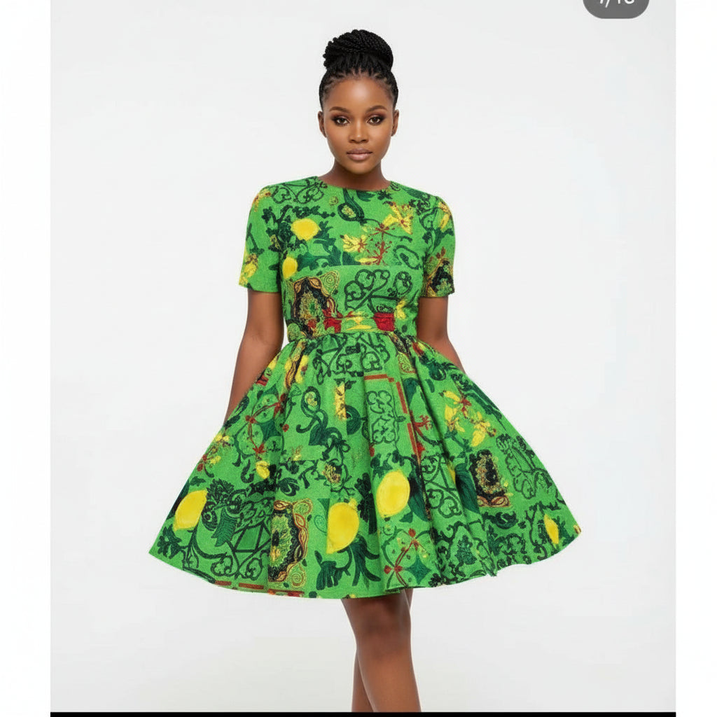 African Print Floral Dress