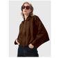Trendy Oversized Faux Suede Bomber Jacket