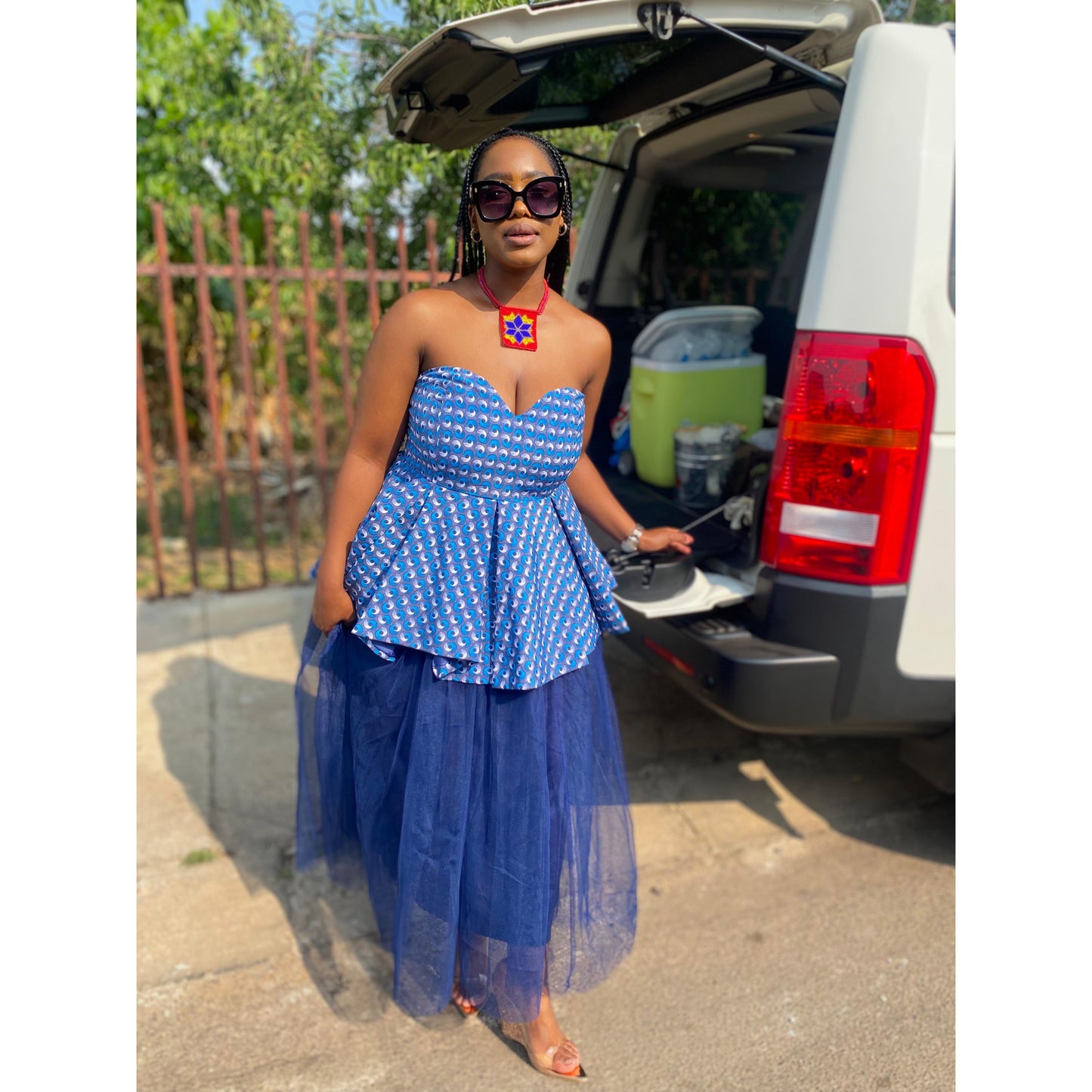 Boobtube Elegant African Print Top and Tulle Skirt 2 Piece Set