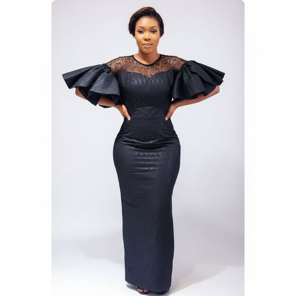 Sexy Side Slit Ruffle Sleeves Dress