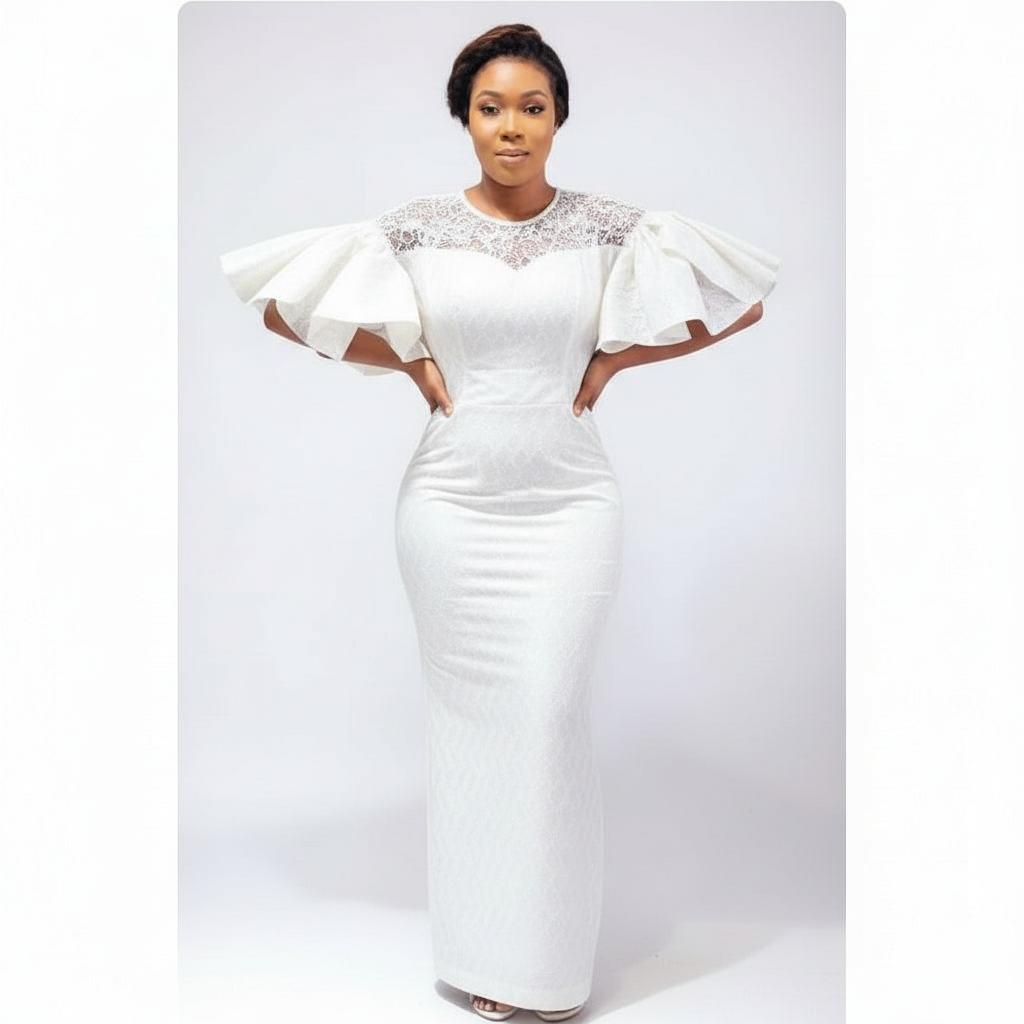 Sexy Side Slit Ruffle Sleeves Dress