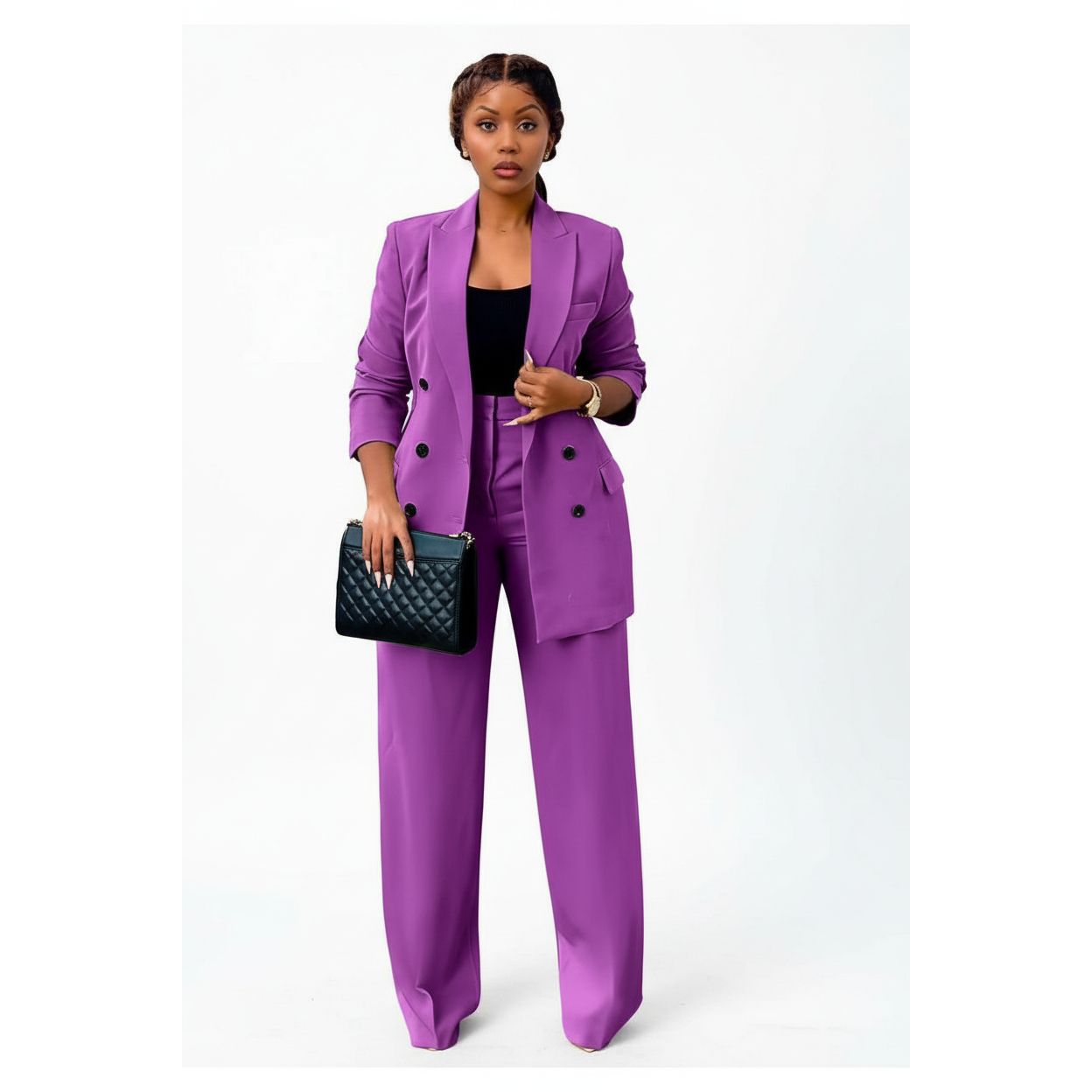 Long Sleeve Blazer and Pants 2 Piece Outfits.