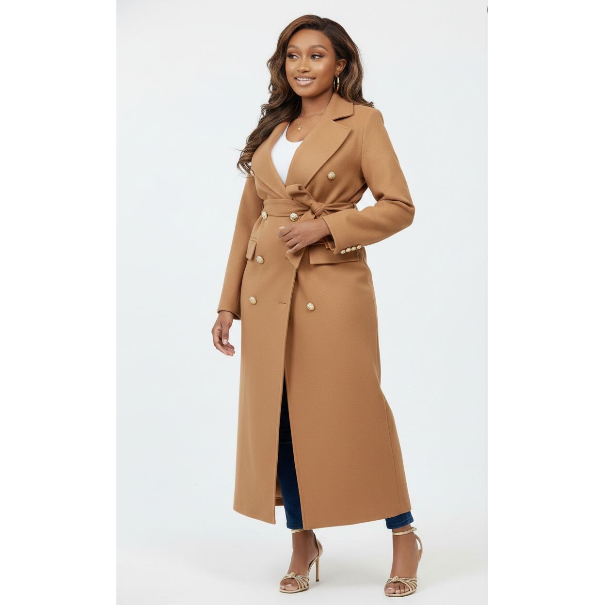 Long Double Breasted Trench Coat