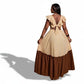 Women's Tie-back Ruffled Sleeves Color-block Maxi Dress