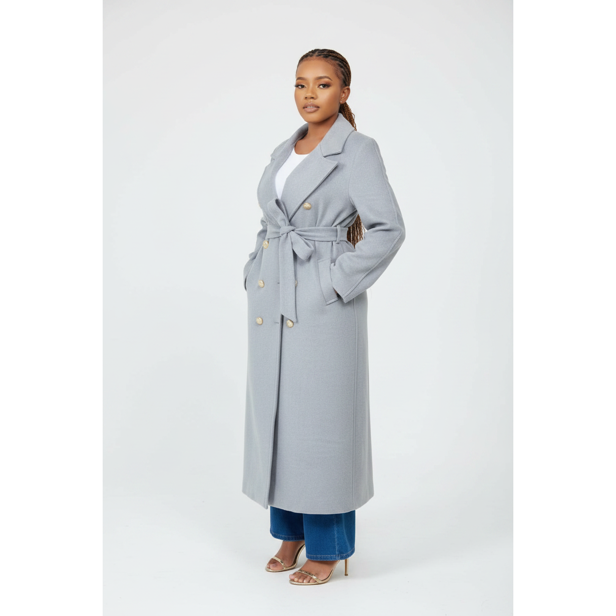 Long Double Breasted Trench Coat