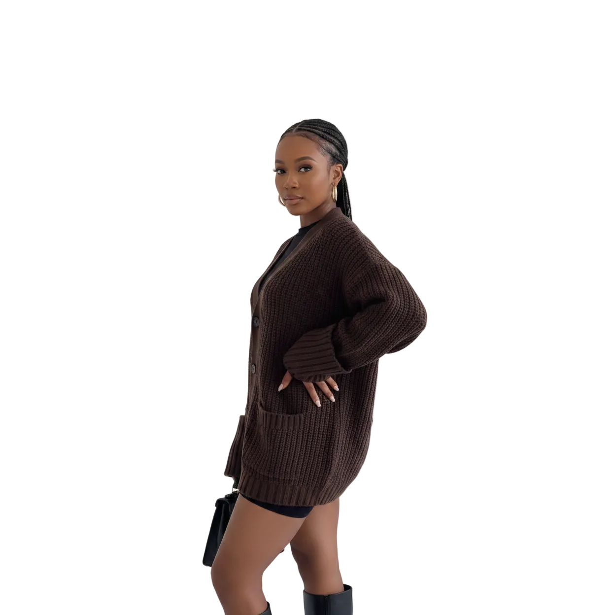 Women's Rib-knit V-neck Cardigan