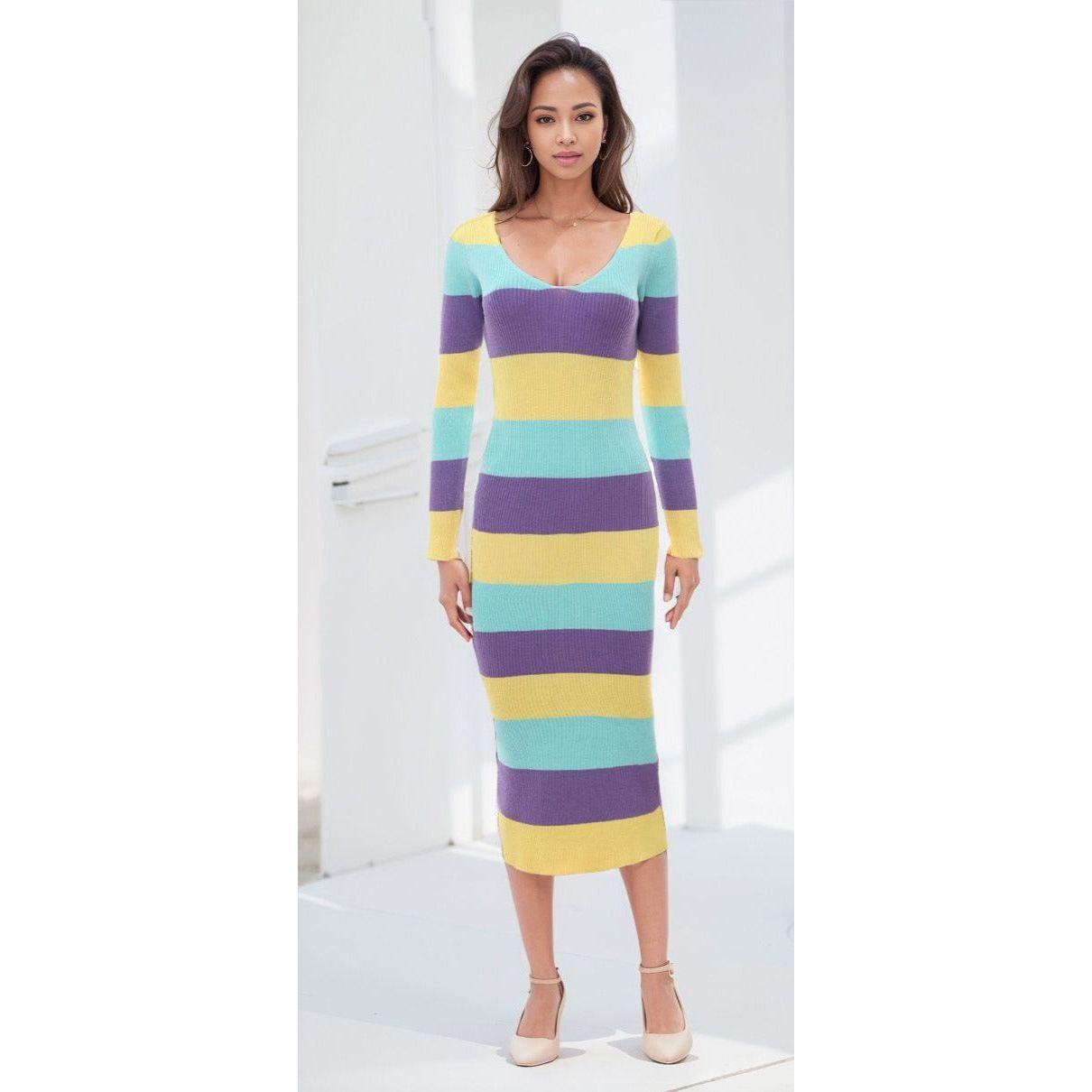 Long Sleeve Bodycon Knitted Dress