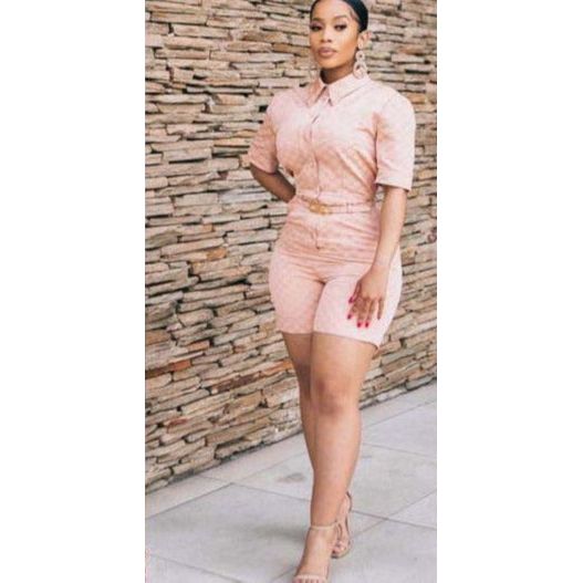 High Waisted Short Sleeve Jumpsuit