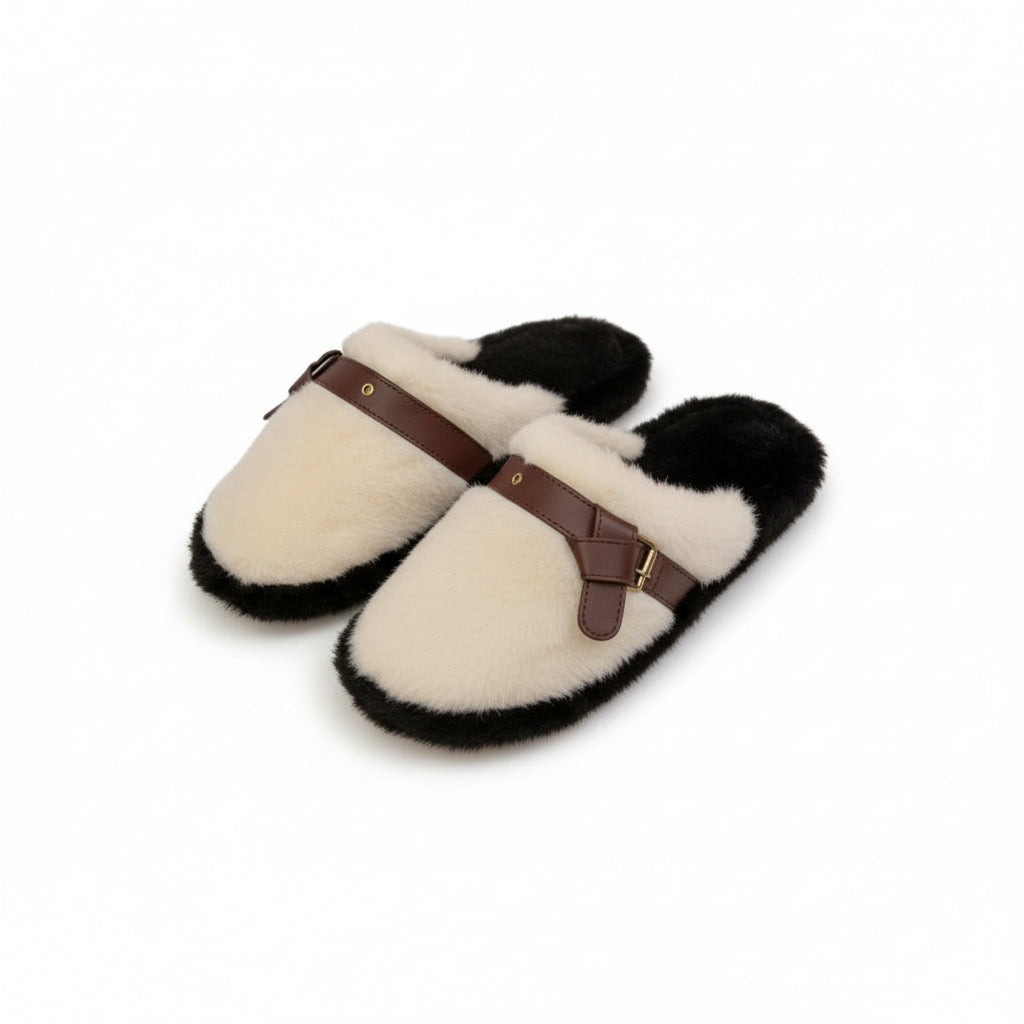 Soft Plush Retro Slip On Warm Slippers