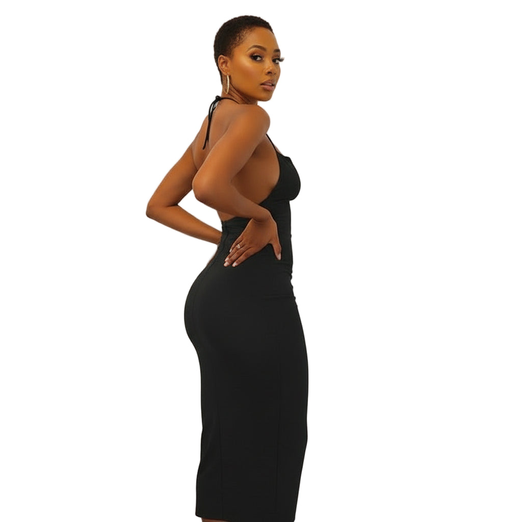 Backless Bodycon Midi Dress.