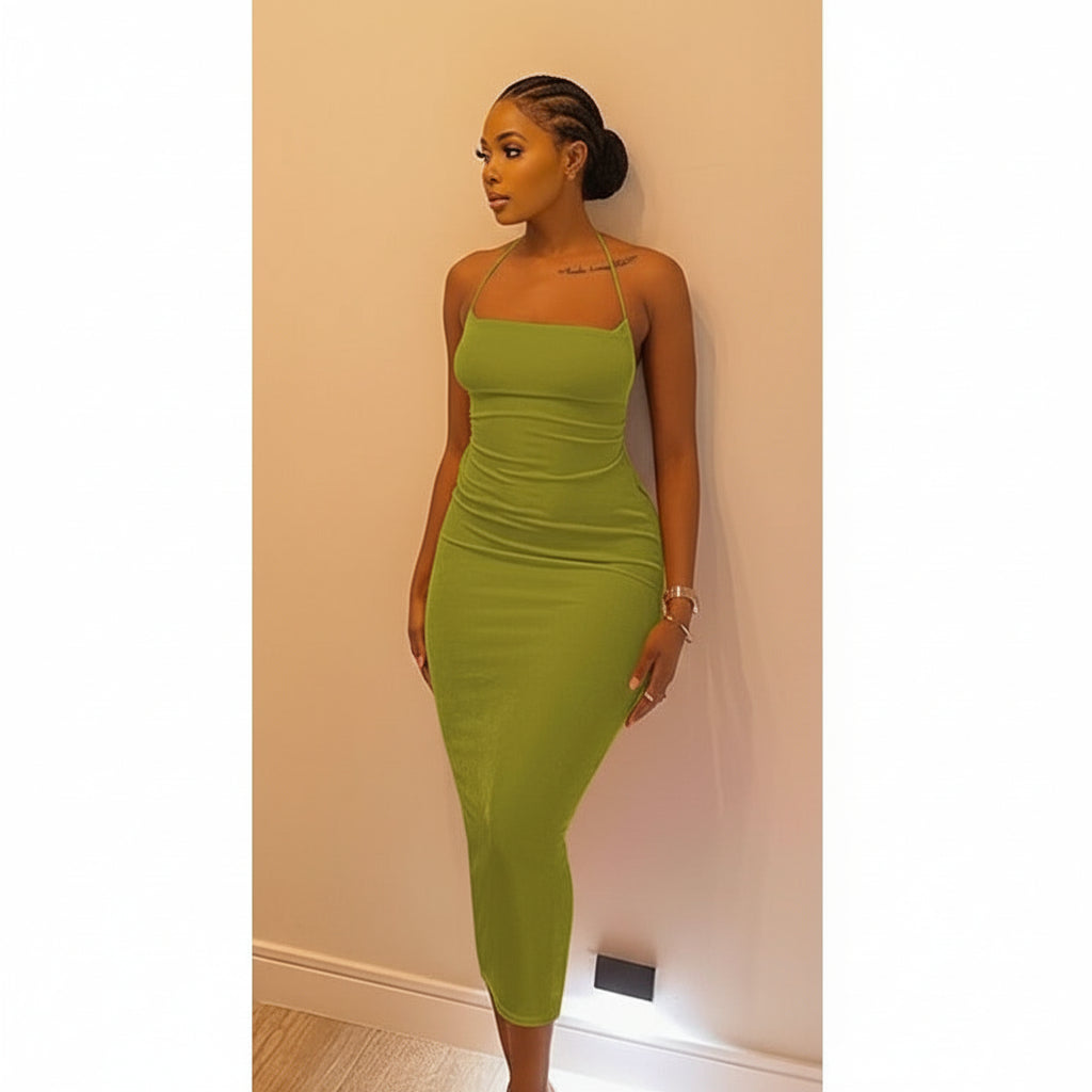 Backless Bodycon Midi Dress.