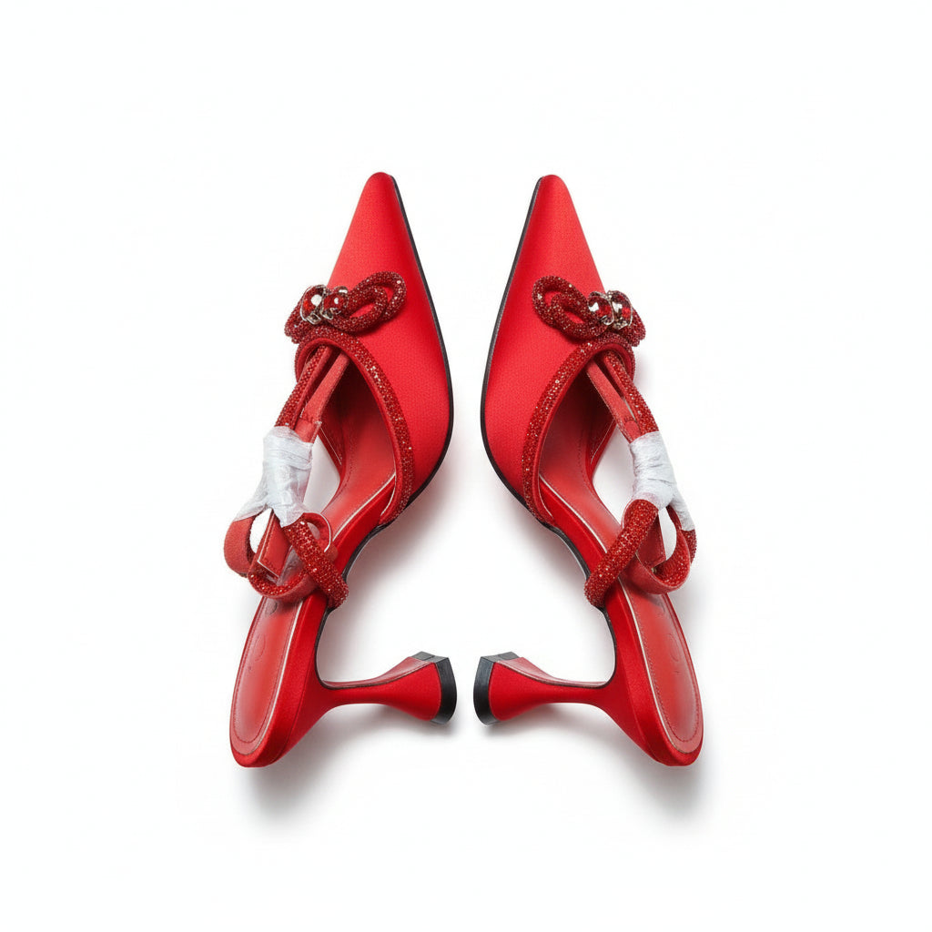 Rhinestone Pointed High Heel