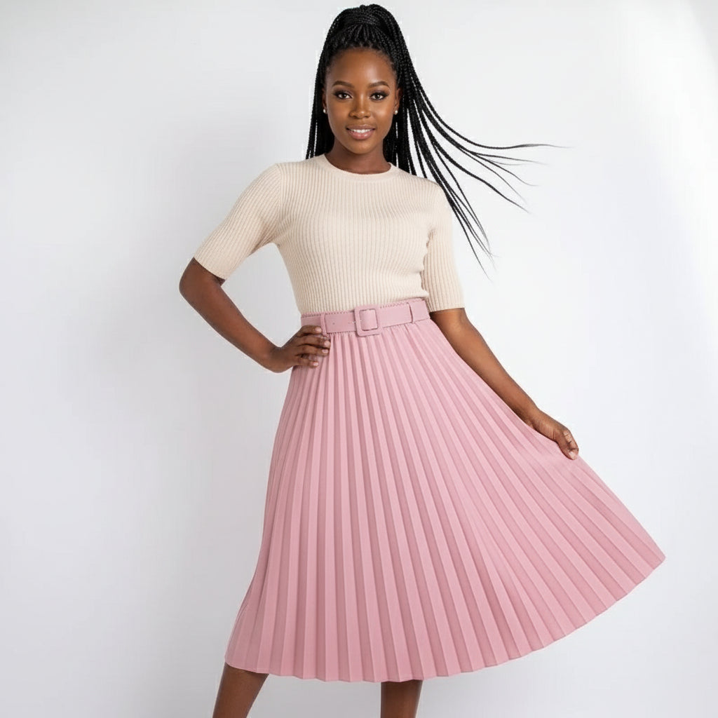 Suade Pleated Midi Skirts