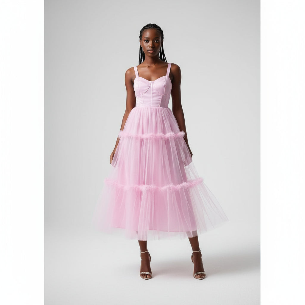 Romantic Corset Tulle Midi Dress – YELLOW SUB TRADING