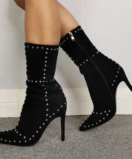 Pointed Toe Rivet Boots