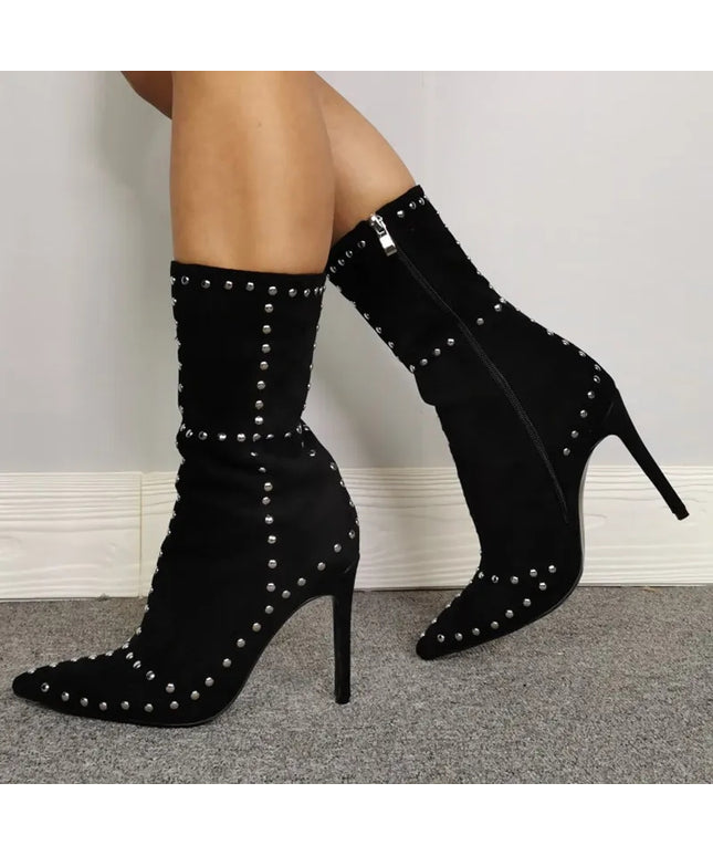 Pointed Toe Rivet Boots