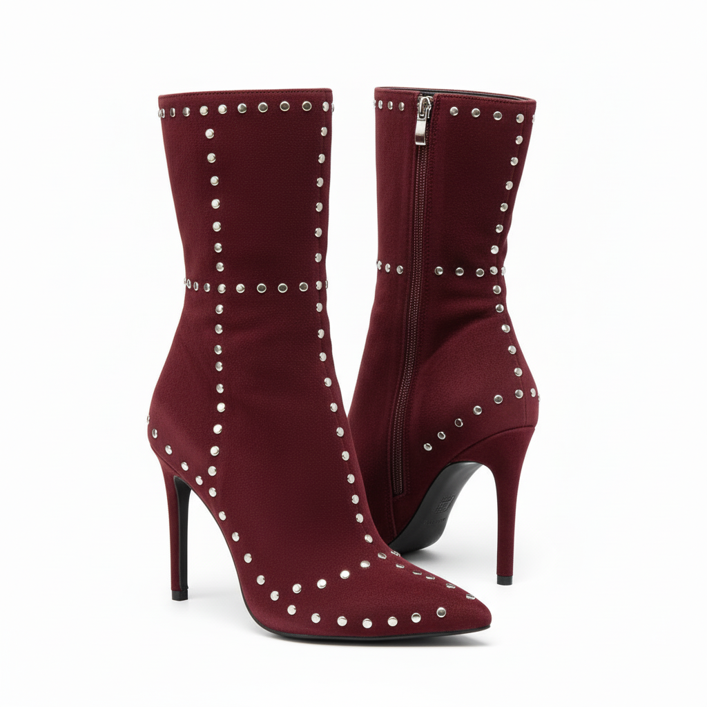 Pointed Toe Rivet Boots