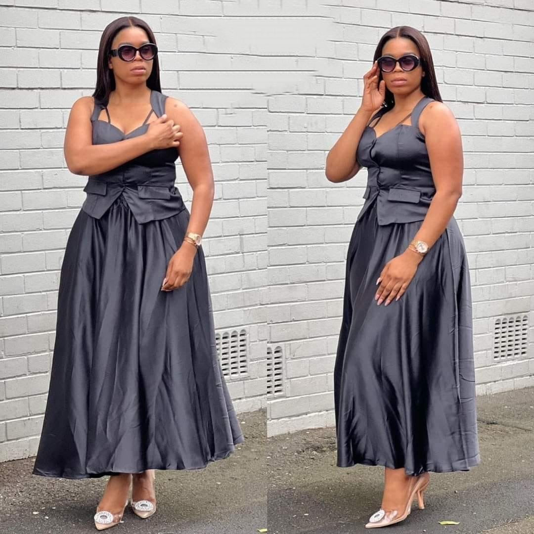 Queen Worth Satin Corset Maxi 2 Piece set.