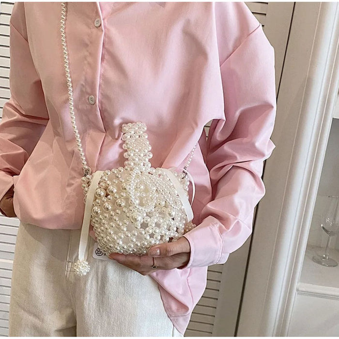 Pearl Handmade Bead Purses Shoulder Mini Bags