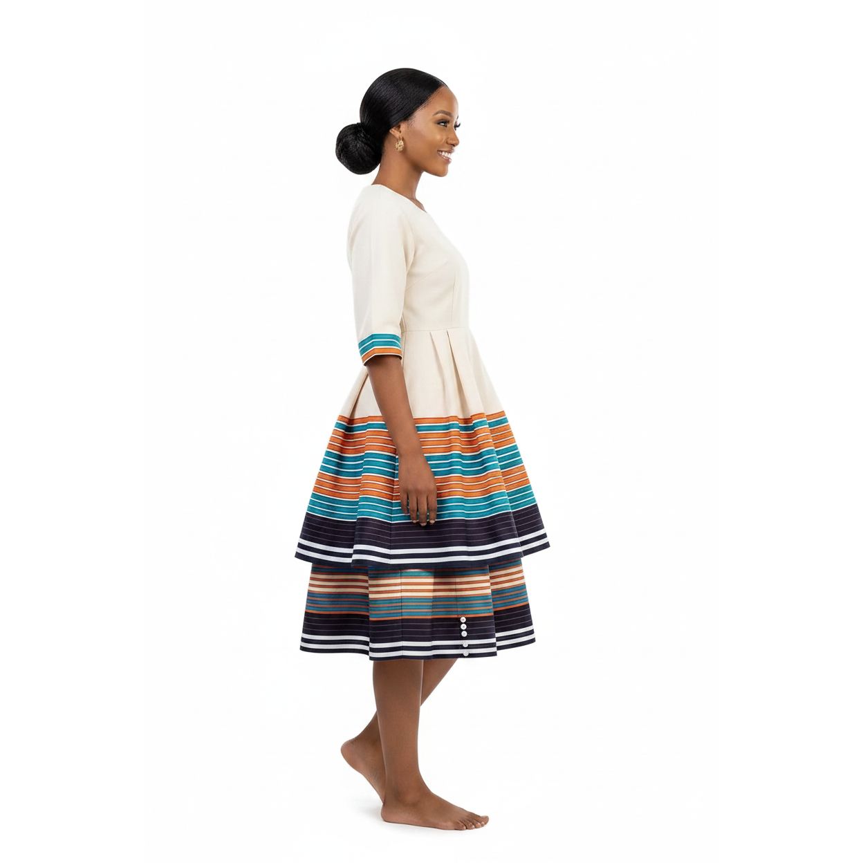 Plus Size African Layered Print Midi Dress