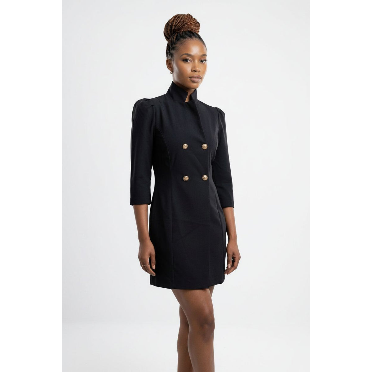 3 Quarter Sleeve Double Breasted Long Blazer