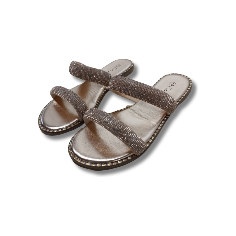 Flat Rhinestone Shallow Sandals