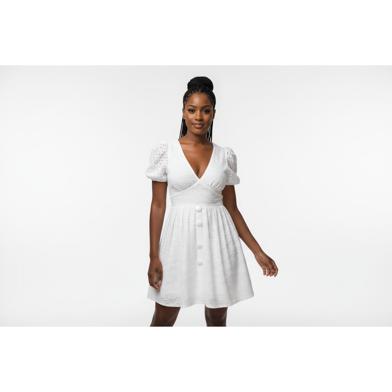 Sexy V-Neck Buttoned Dress