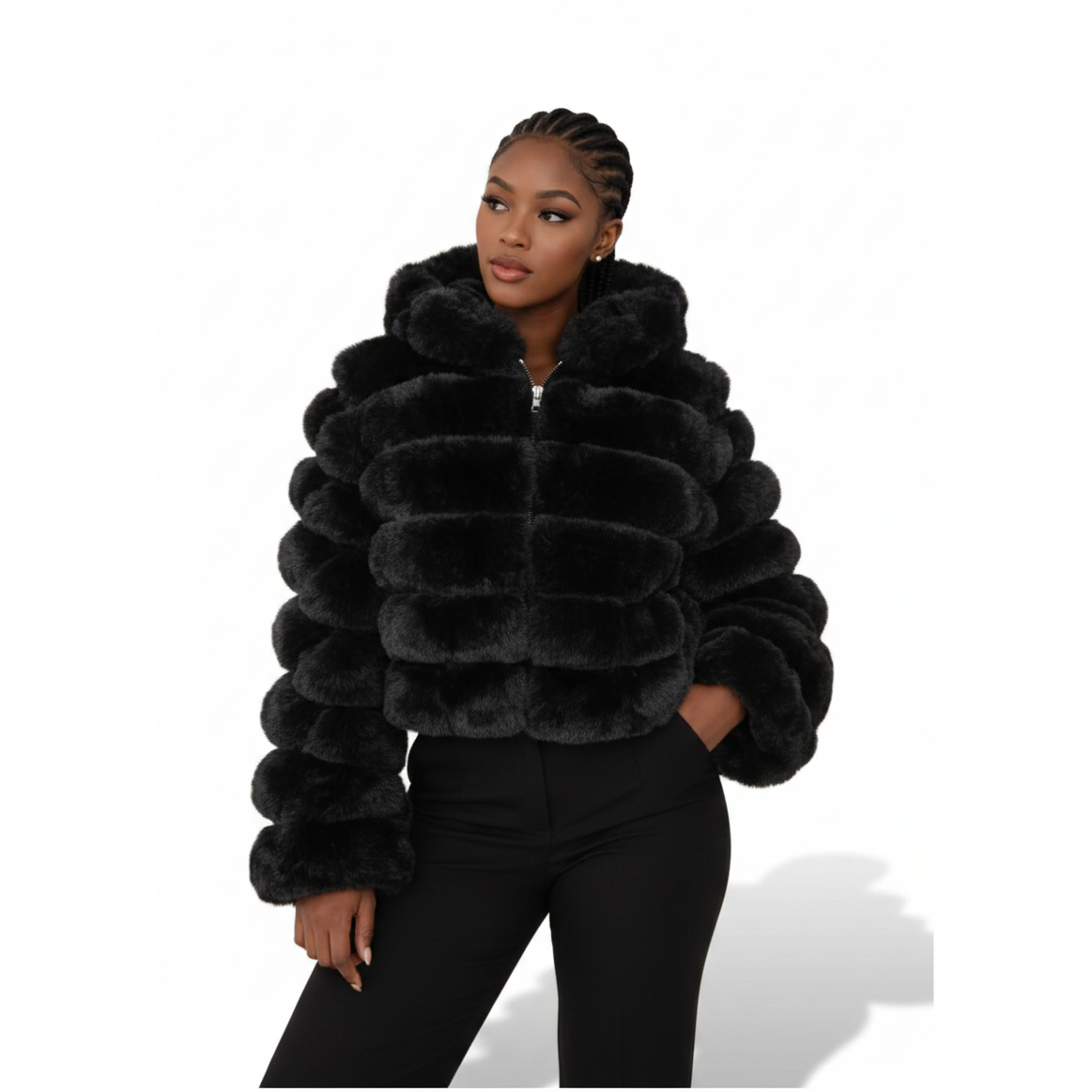 Hooded Faux Fur Winter Coat