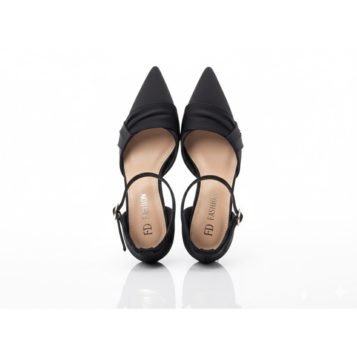 Pointed Toe Stiletto Heels with Strap Detail - Burgundy