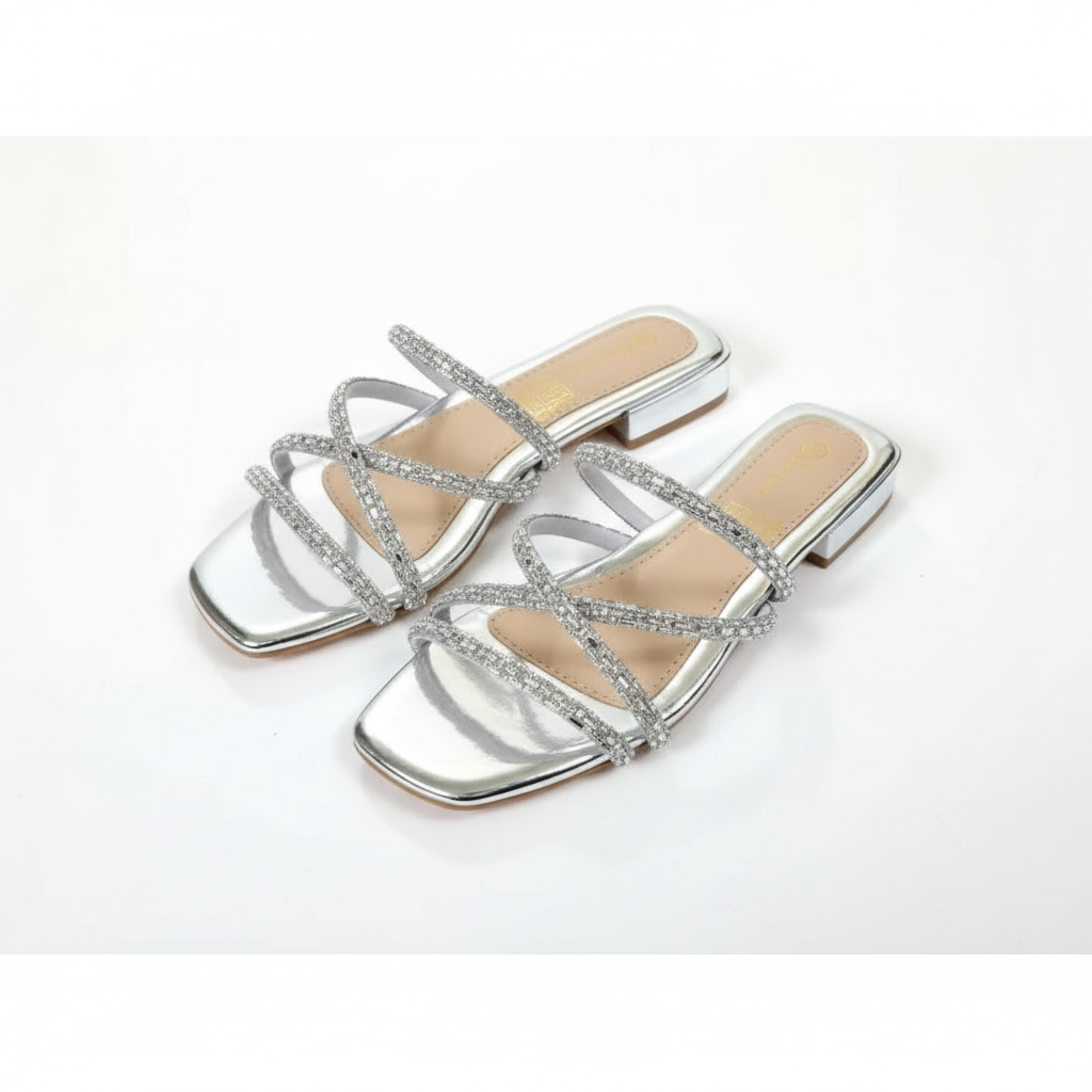 High Square Heel Mules Sandals.