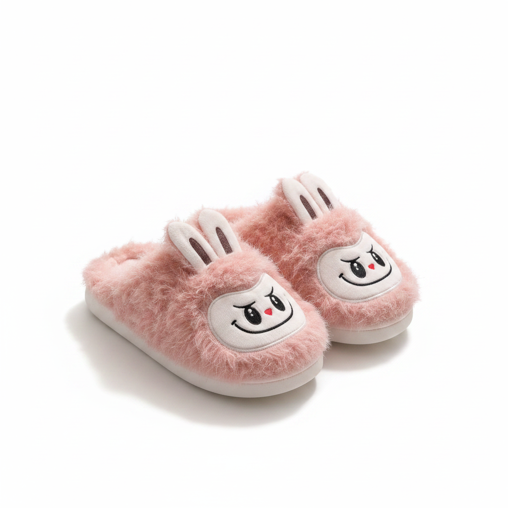 Fluffy Bunny Face Soft Plush Indoor Winter Slippers