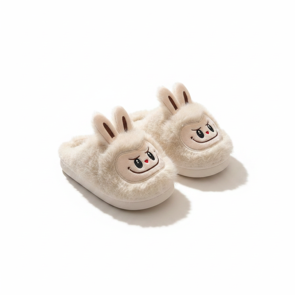 Fluffy Bunny Face Soft Plush Indoor Winter Slippers
