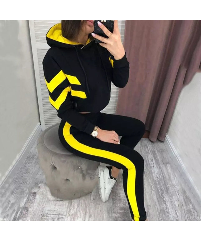 Long Sleeve Hooded Top and Pants Twin Set