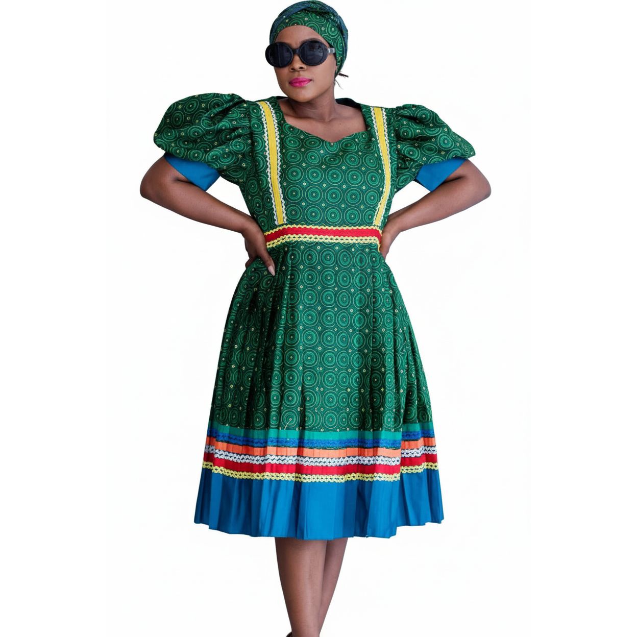 Woman’s Short Sleeve Ankara Dress.