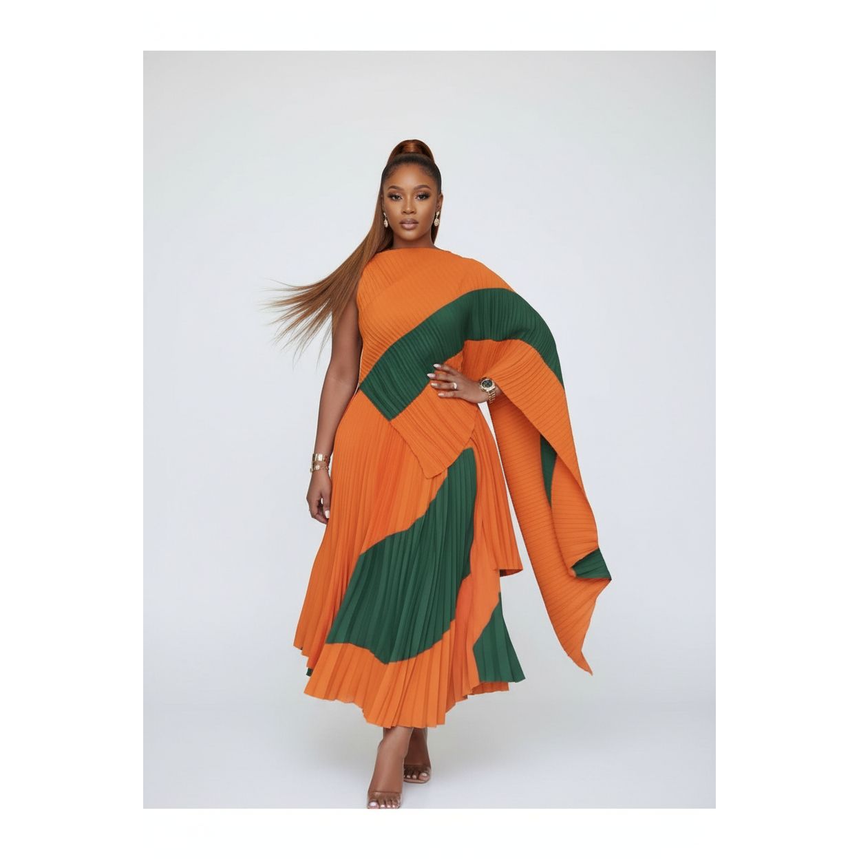 Vintage Pleated Top & Skirt Set