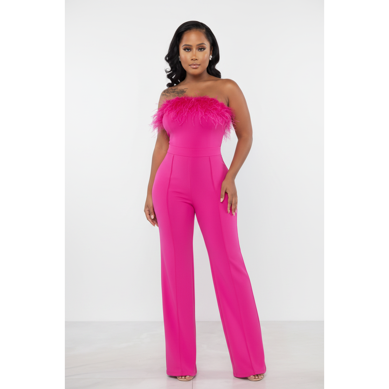 Off Shoulder Fluffy Sexy Jumpsuit