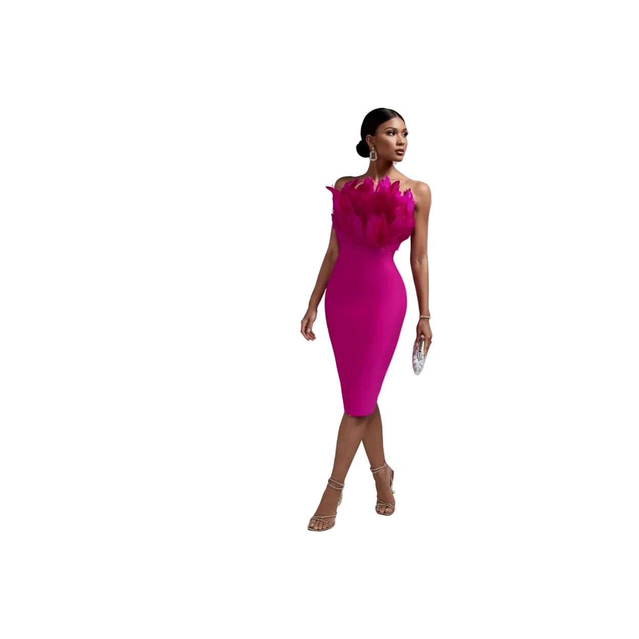 Boob Tube Feather Sexy Bodycon Dress