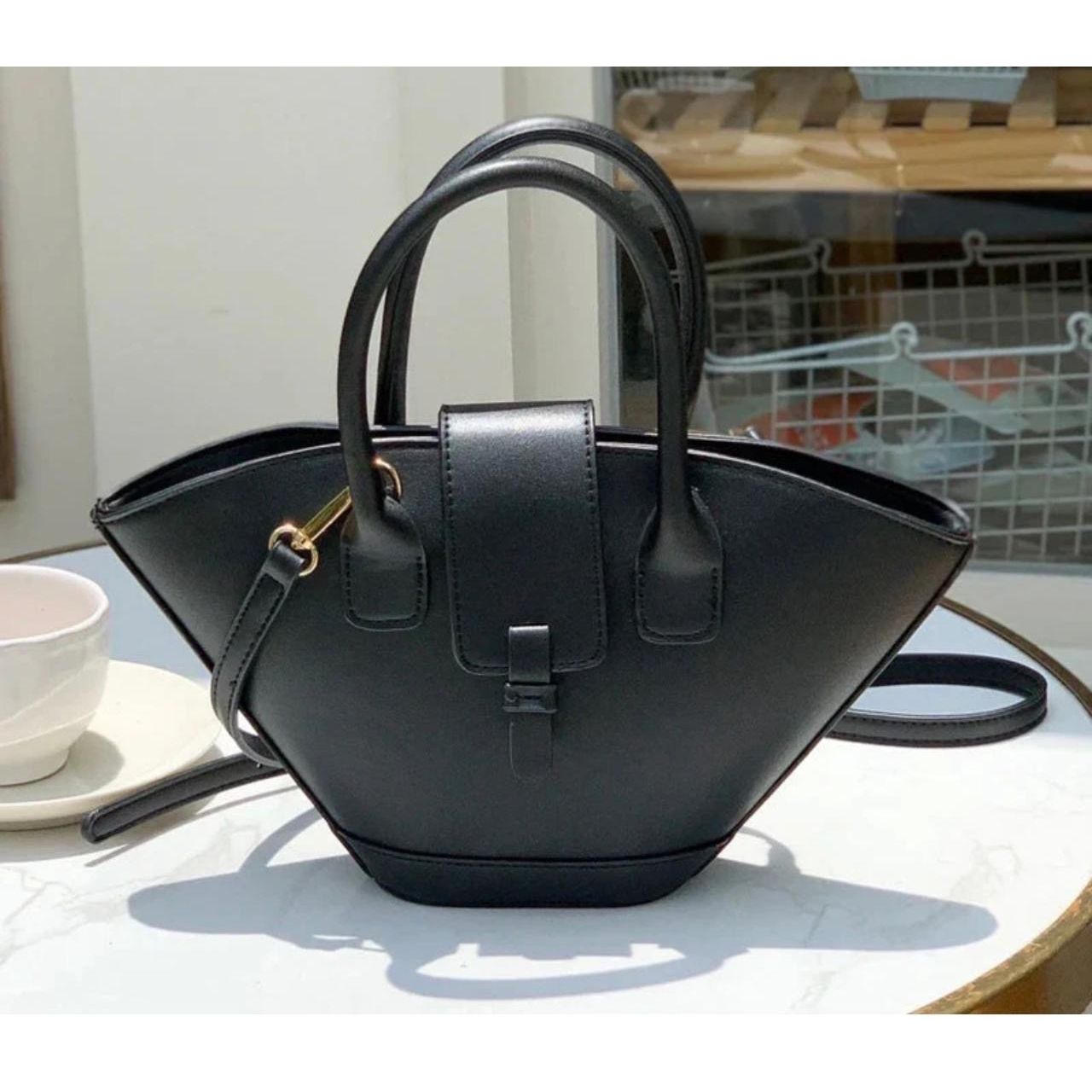 Sculptural Flap-Closure Mini Tote & Shoulder Bag