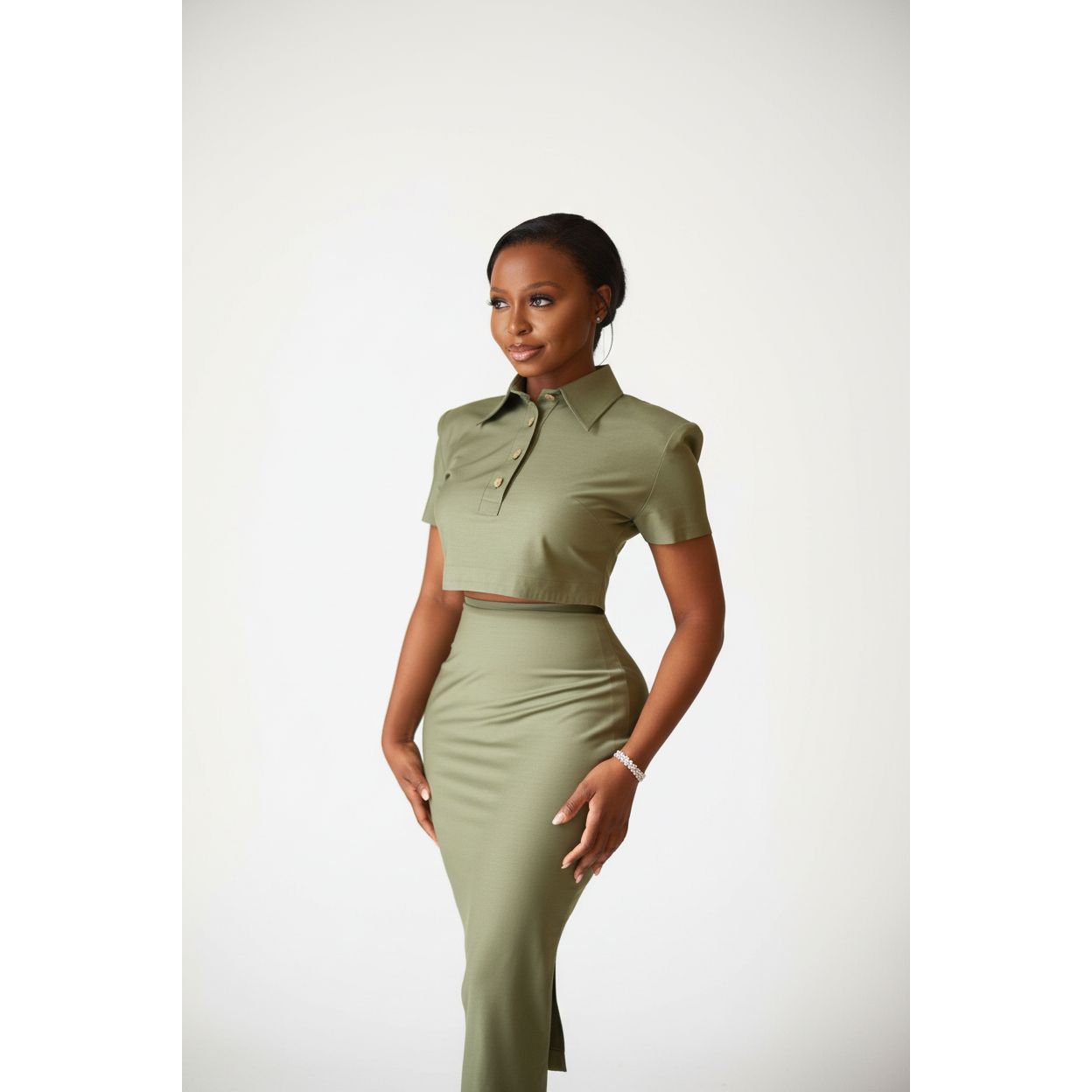 Vintage Buttoned Top and Skirt Set