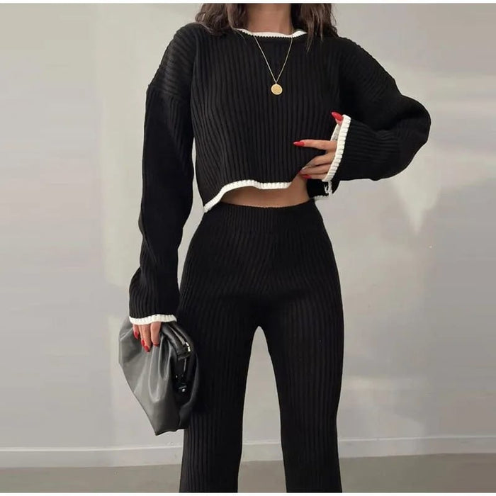 Casual Knitted Side Split Set