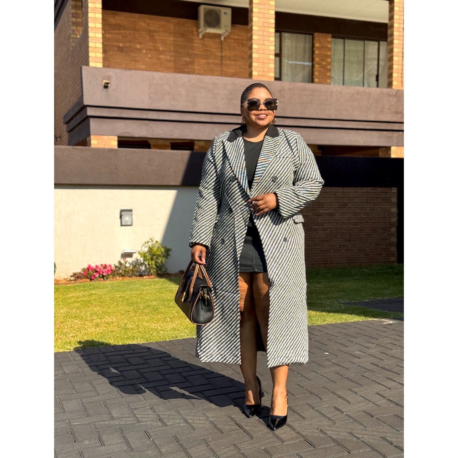 Double Button Parallel Line Coats