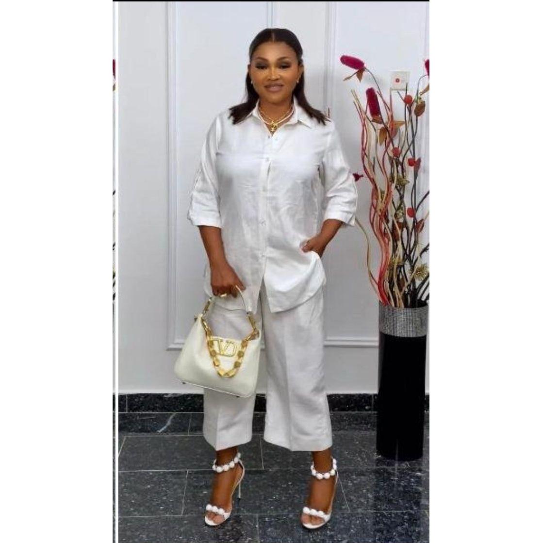 Blouse Shirt and Trousers Two-Piece Set