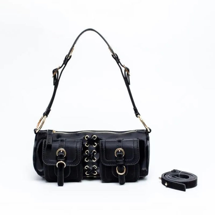 Fame Braided Accent Double Pocket Shoulder Bag main image 1
