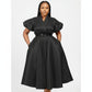Formal Elegant Overlap Collar A-line Midi Dress.
