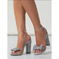 Bow Decor Chunky Heeled Ankle Strap Sandals.