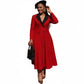 Plus Size Double-Breasted Long-Sleeve Midi Dress