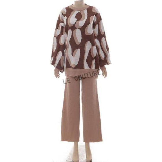 Vintage Knitted Round Neck & Pant Set