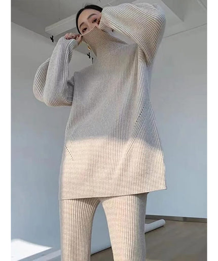 Knitted Sweater and Wide Pant Set
