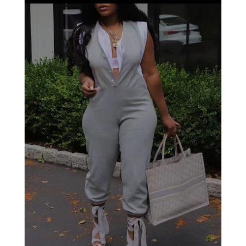 Casual Button Pocket Design Jumpsuit