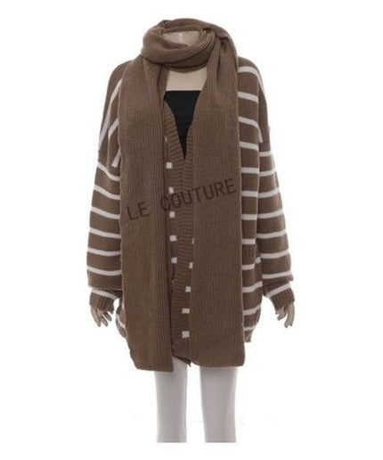 Striped Knitted Jersey and Scarf Set.